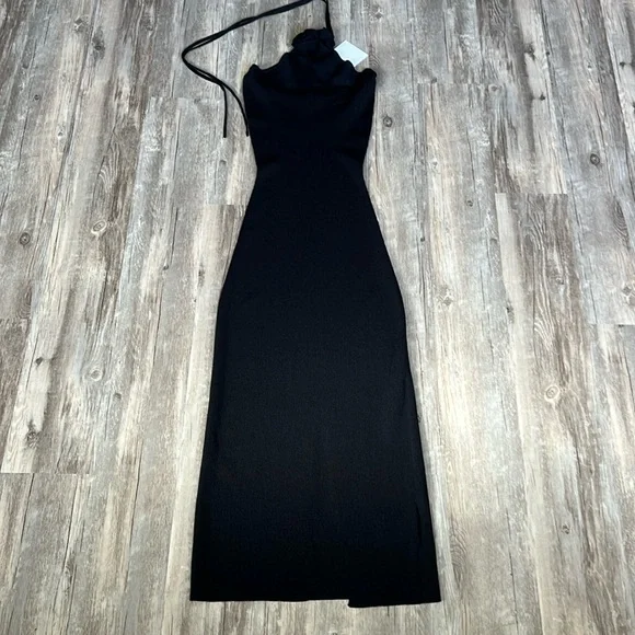Nia | Dresses | Nia Coeur Midi Knit Dress Black With Flower Halter Accent  Never Worn | Poshmark